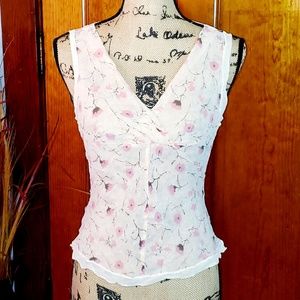 The Limited SILK Crop Rose Floral Blouse NWOT